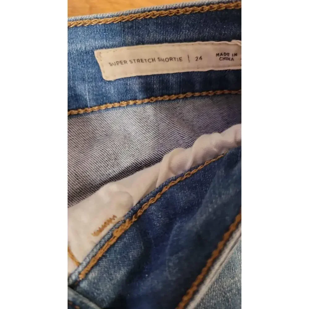 PacSun Super Stretch Shortie Blue Denim Distressed Short 24
